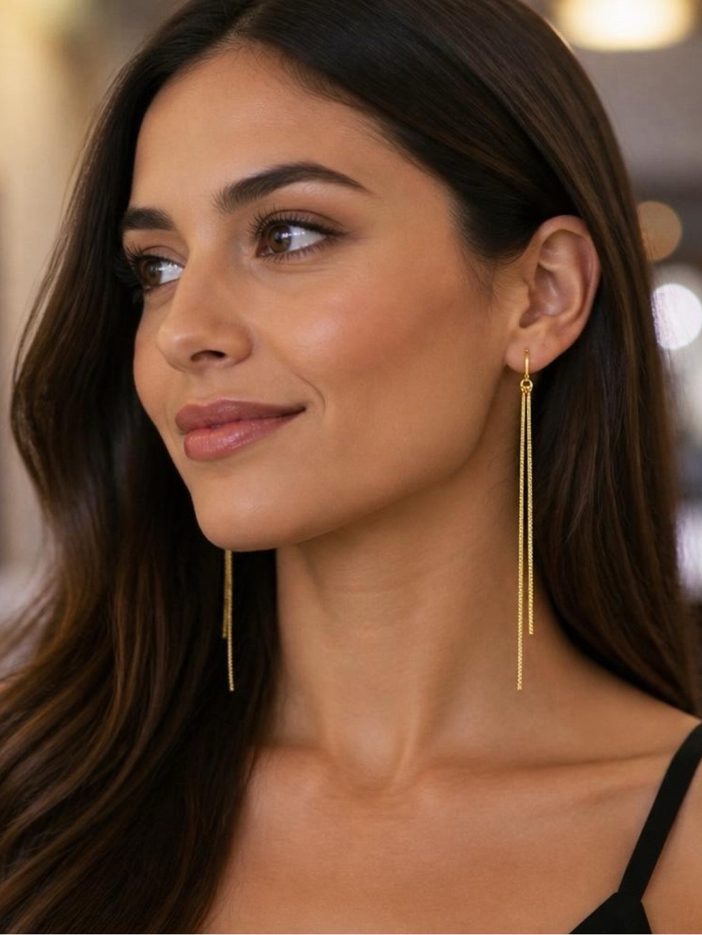 Elegant Gold Wire Drop Earrings